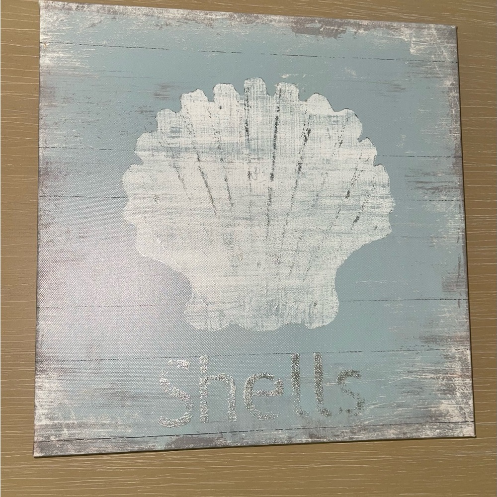 Coastal Shell Wall Art in Blue and White